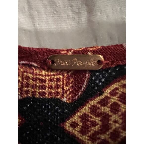 Free People Blue Red Dalia Dream Paisley Side Tie Tank Top Sz S High Low Hem - Picture 4 of 5